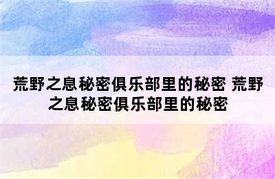 荒野之息秘密俱乐部里的秘密 荒野之息秘密俱乐部里的秘密